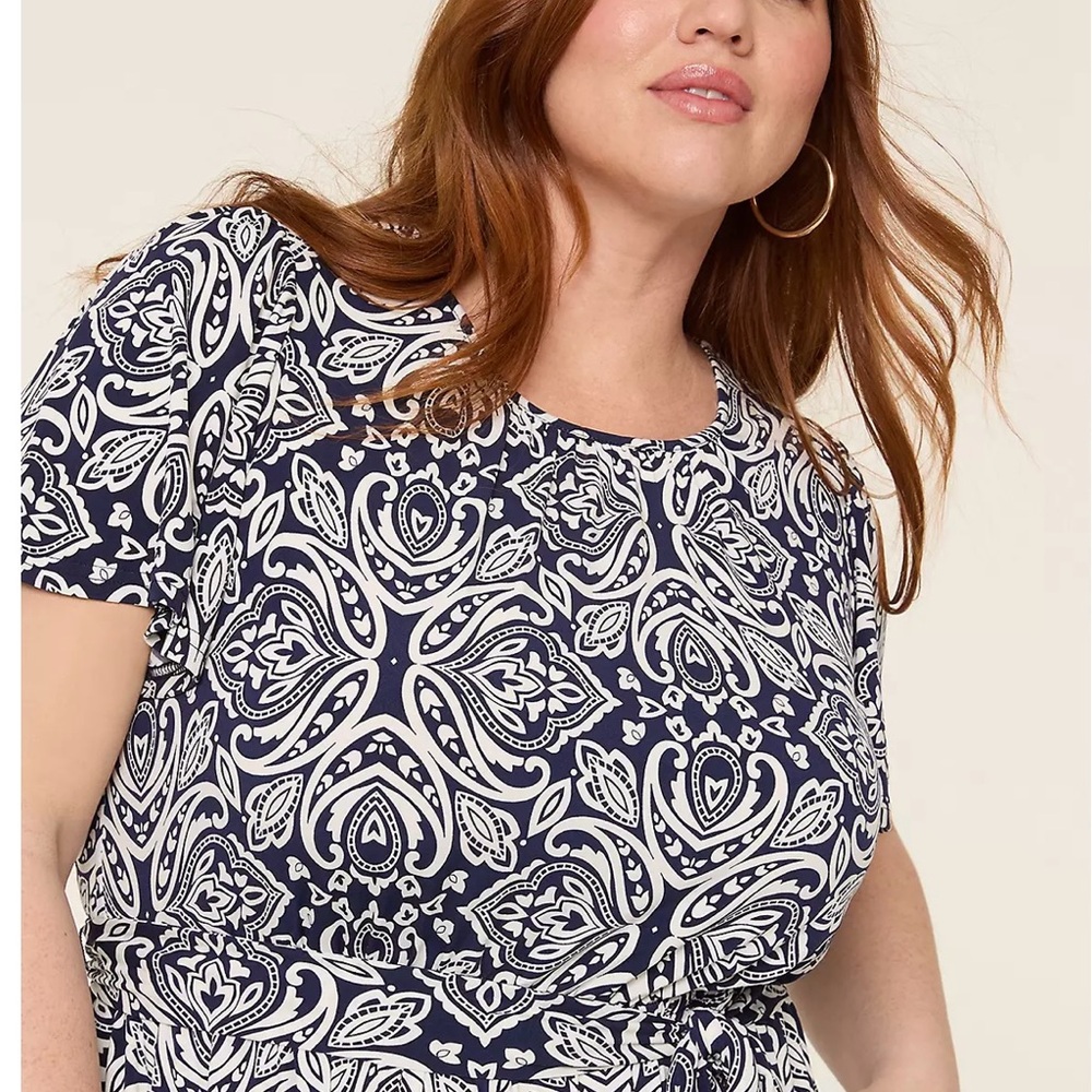 Navy and White Paisley Print dress lane Bryant 22/24